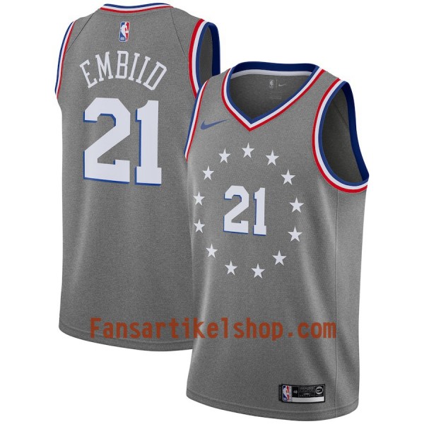 Philadelphia 76ers Trikot Joel Embiid 21 2018-19 Nike City Edition Grau Swingman - Herren